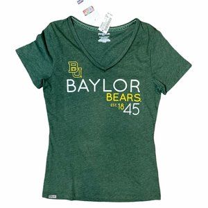 Jansport Baylor Bears Womens Green Heathered V Neck Fitted T-Shirt - Size M